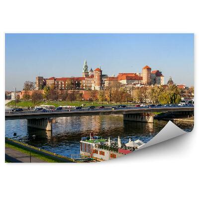 Fototapet pentru perete Cracovia Panoramă Pod Mașini Navă Catedrală Râul Wawel Copaci Vistula