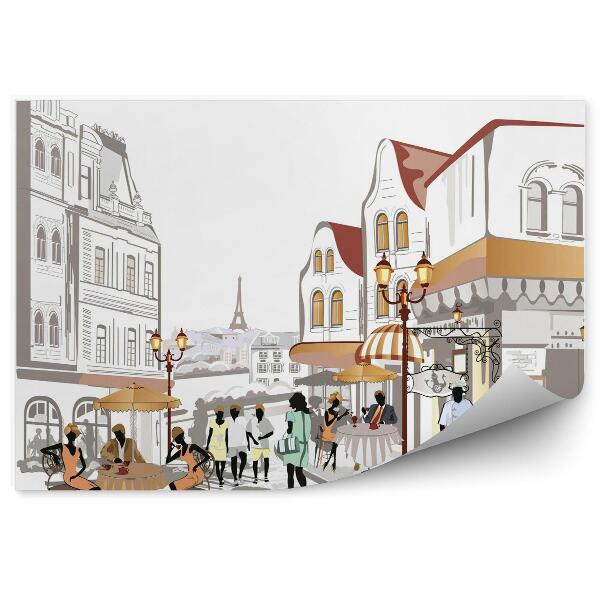 Fototapet vintage Vedere Asupra Străzilor Din Zona Veche A Orașului