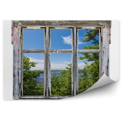 Fototapet perete Vedere peisagistică prin rama unei ferestre vechi