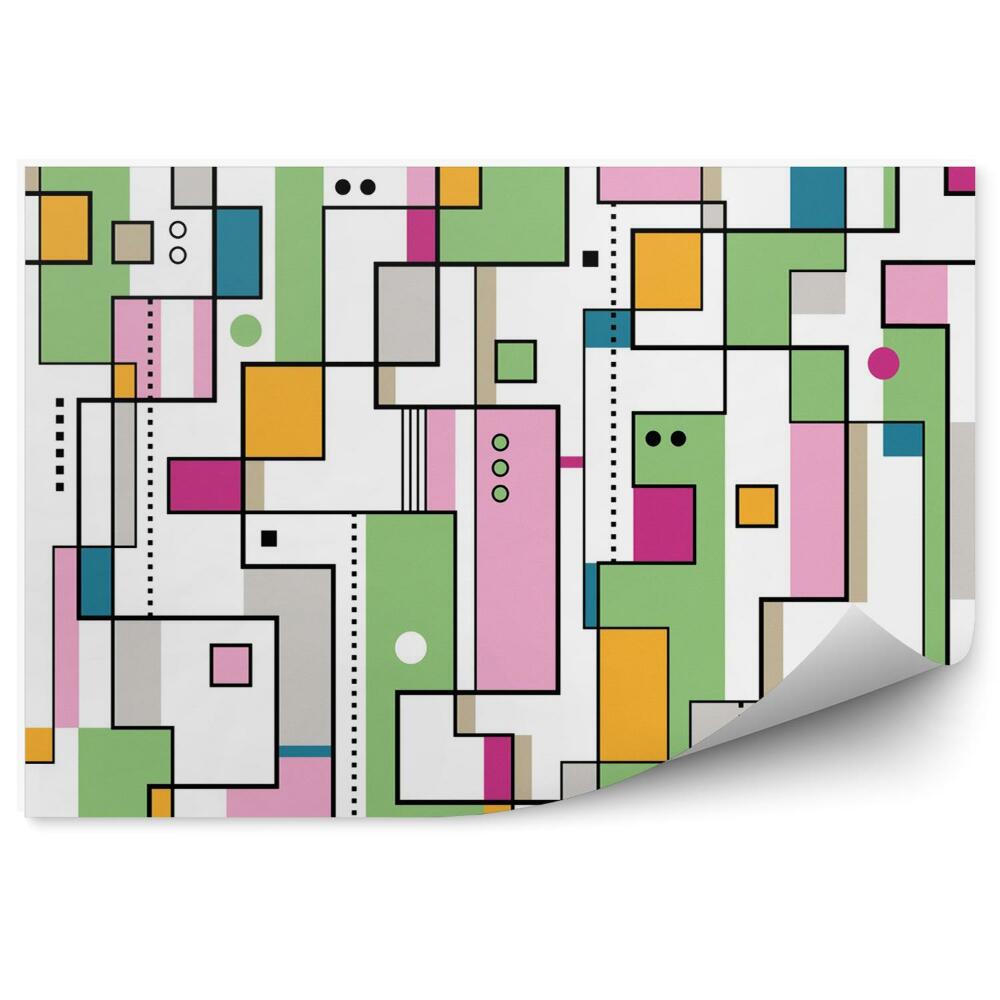 Fototapet Model abstract verde, portocaliu și roz