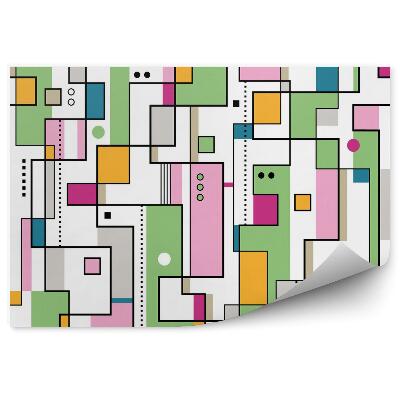 Fototapet Model abstract verde, portocaliu și roz