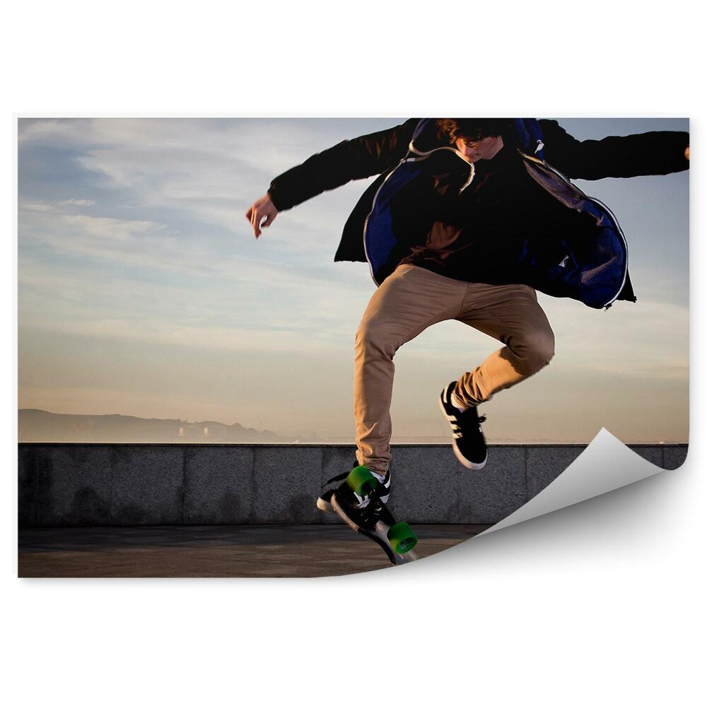 Fototapet pentru perete skater skateboard skateboard beton cer nori