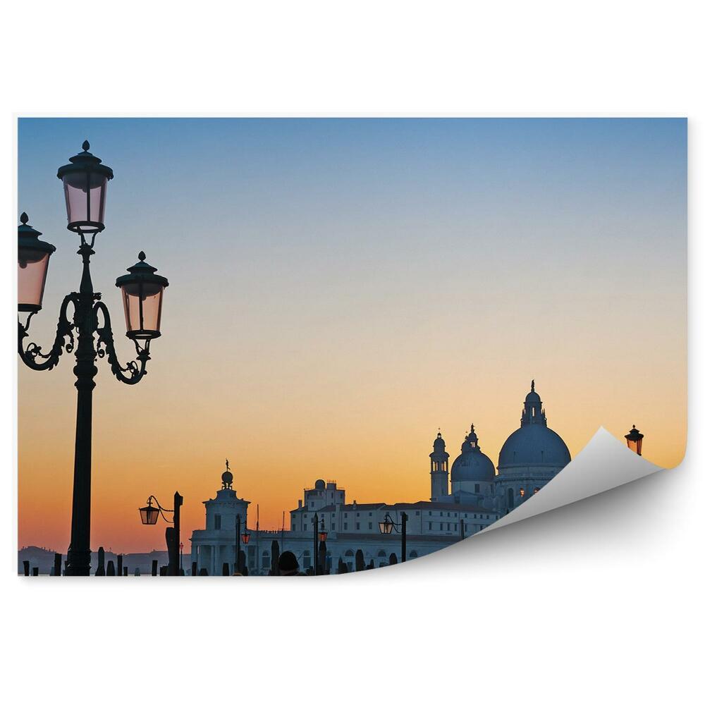 Decor fototapet Bazilica Santa Maria Della Salute Oameni Lămpi Grand Canal Veneția Italia