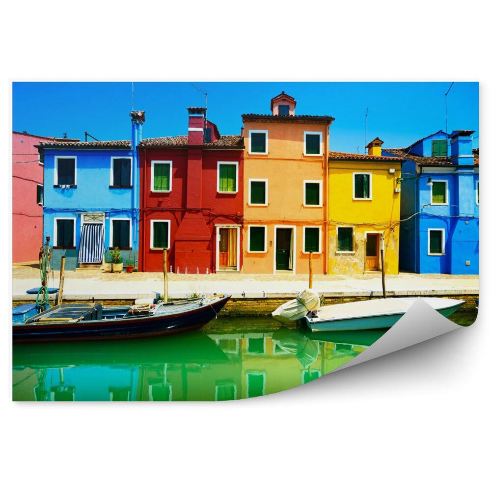 Fototapet perete Munții Veneției Insula Burano Canal Case Colorate Și Bărci