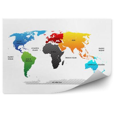 Fototapet pentru perete Harta Lumii Cu Continentele Marcate