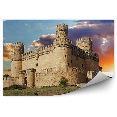 Fototapet vintage castel vechi fortificat munți de soare