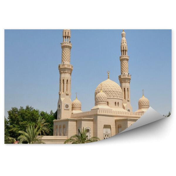 Fototapet perete Moschee Dubai Palmieri Iarbă Zgârie-Nori Cer