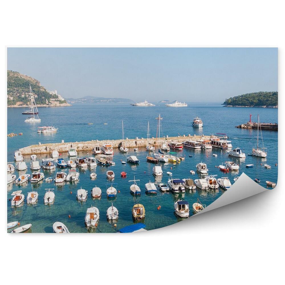 Fototapet pentru perete Dubrovnik Port Bărci Munți Iahturi Mare Fort Saint John