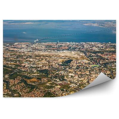 Fototapet Vedere Aeriană Clădiri Apus De Soare Lisabona Ocean Portugalia