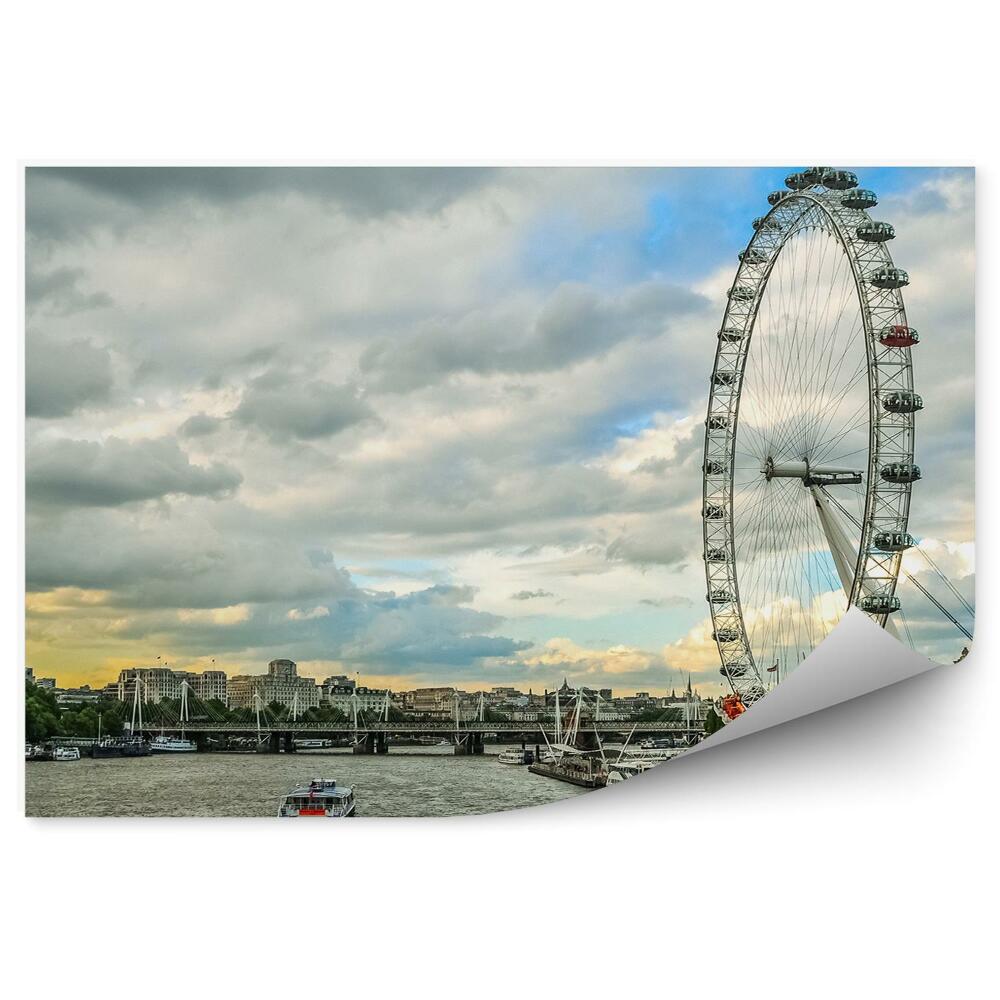 Fototapet perete Thames London Eye apus navelor orașului