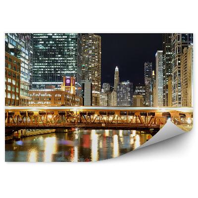 Fototapet perete Zgârie-Nori Lumini Pod Râu Lumini Noapte