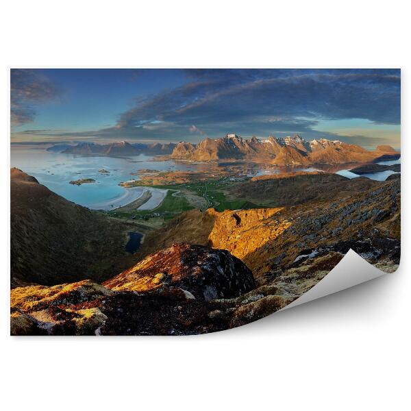 Fototapet pentru perete Panoramă A Peisajului Norvegiei Cu Ocean Și Munți - Insulele Lofoten