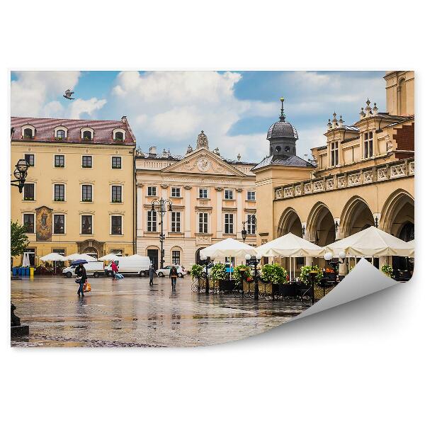 Fototapet vintage Hale De Stofă Clădiri Oameni Lămpi Cracovia