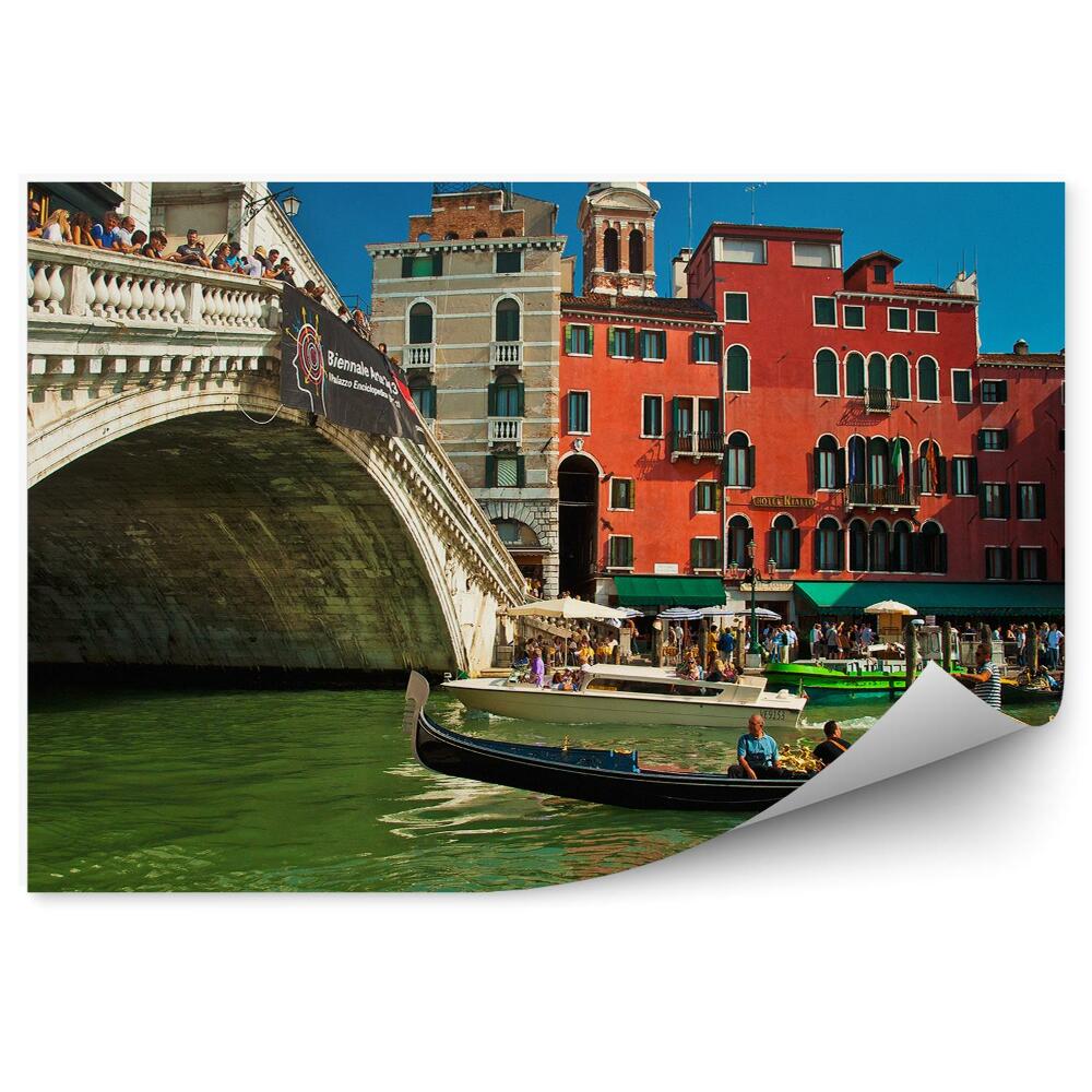 Fototapet Vedere Grand Canal Veneția Podul Rialto Oameni Clădiri Italia