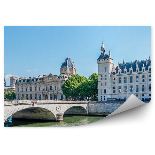 Fototapet pentru perete Podul Saint-Michel Cladiri Copaci Franta Paris Sena