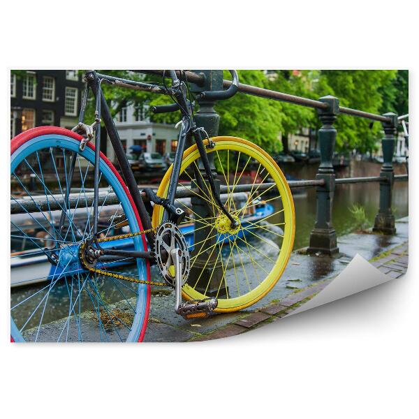 Decor fototapet Roți de biciclete colorate pod râul Țărilor de Jos