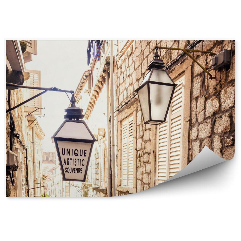 Decor fototapet Scară abruptă și stradă îngustă în orașul vechi din Dubrovnik