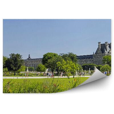 Fototapet vintage Parc Faimos, Oameni, Turiști, Flori, Verdeață, Arhitectură