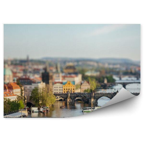Decor fototapet Panorama Orasului, Podul Vltava, Praga, Feriboturi