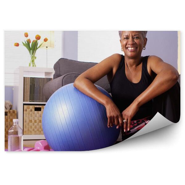 Fototapet perete Femeie africană de fitness fitness cameră de antrenament