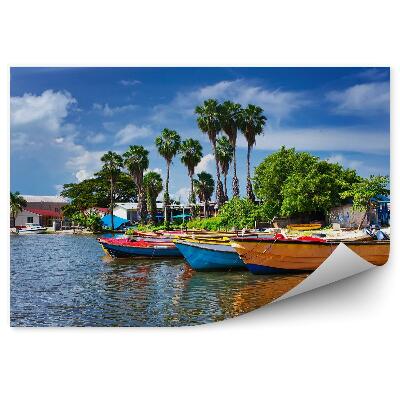 Decor fototapet Jamaica boats shore palm town