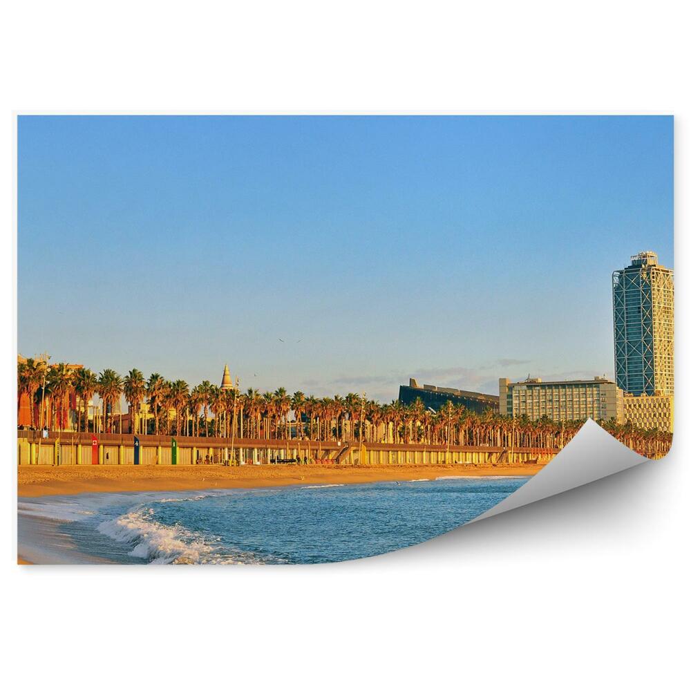 Fototapet pentru perete Plajă Ocean Palmieri Clădiri Barcelona Spania