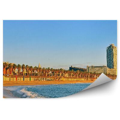 Fototapet pentru perete Plajă Ocean Palmieri Clădiri Barcelona Spania