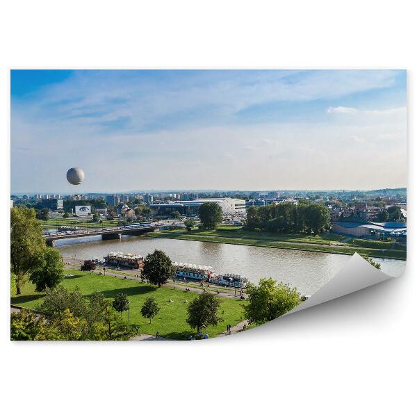 Fototapet vintage Vedere Panoramică Wisła Cracovia Balon Cer Nori Plante