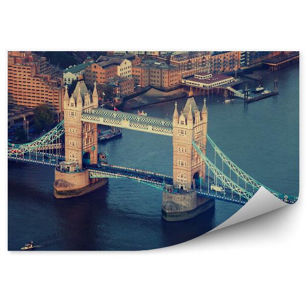 Fototapet vintage Tower Bridge Tower Bridge vedere din ochi de pasăre a podului de râu