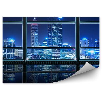 Fototapet perete Clădiri zgârie-nori strălucire lumină vedere din afara ferestrei