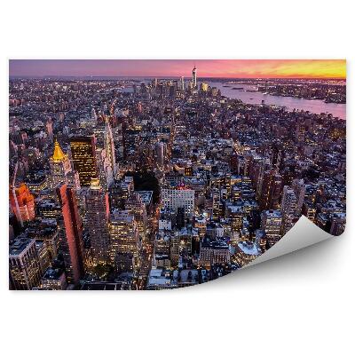 Decor fototapet Vedere Aeriană Lumini De Apus De Soare Din New York