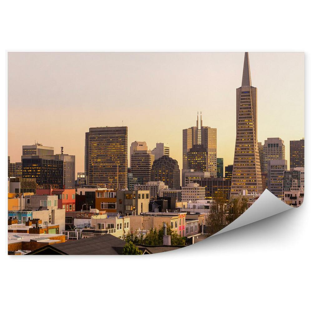 Fototapet vintage Clădiri Zgârie-Nori Apus De Soare San Francisco