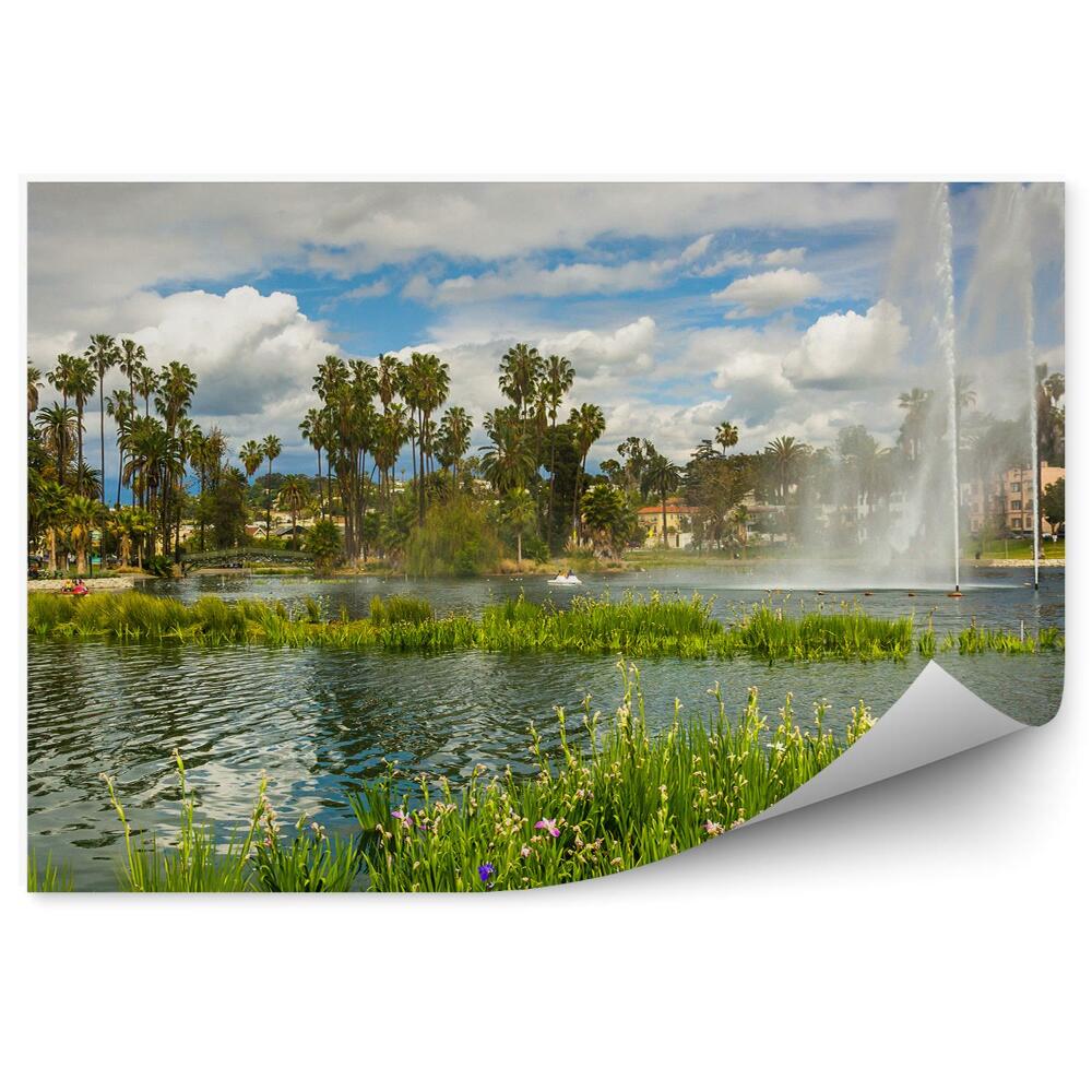 Fototapet pentru perete Fântâni Cu Iarbă Palmieri Oraș Natură
