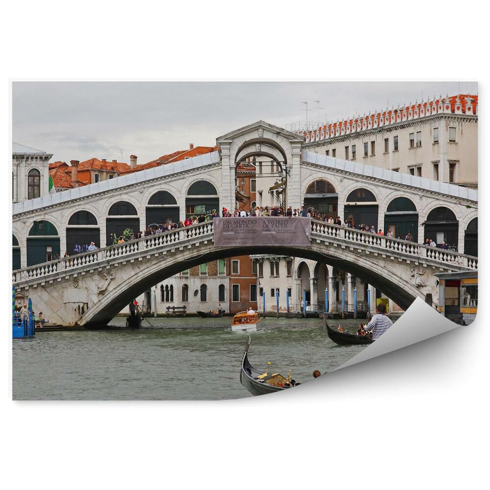 Fototapet Podul Rialto Grand Canal Clădiri Gondole Oameni Veneția