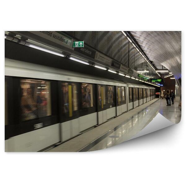 Decor fototapet Stație de metrou tren pasageri oameni