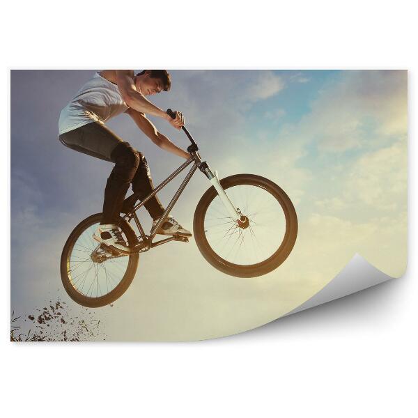 Fototapet Bicicleta sport bmx boy jump sky