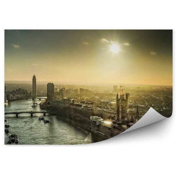 Fototapet vintage Panorama orașului Londra cu poduri fluviale