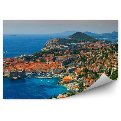 Fototapet vintage Clădiri Ocean Copaci Drum Iahturi Oraș Panorama Zid