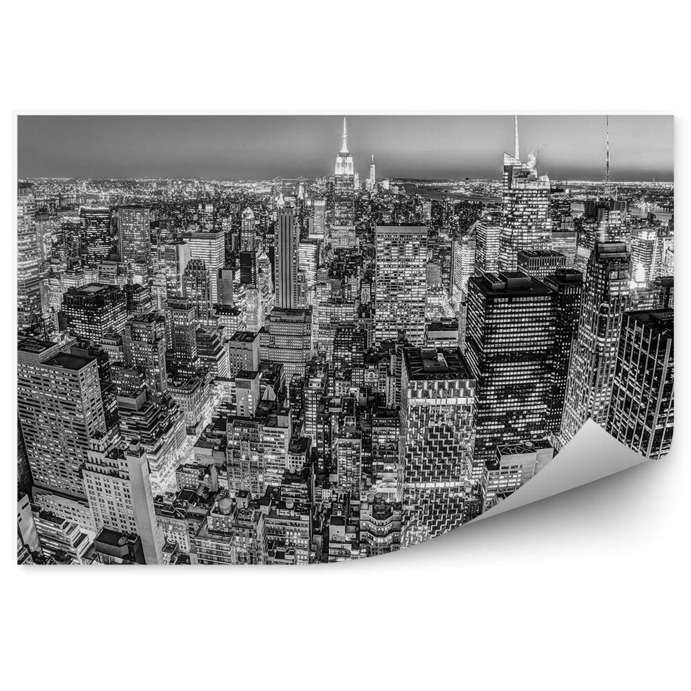 Fototapet vintage Alb-Negru Străzile Din Manhattan Luminile Din New York