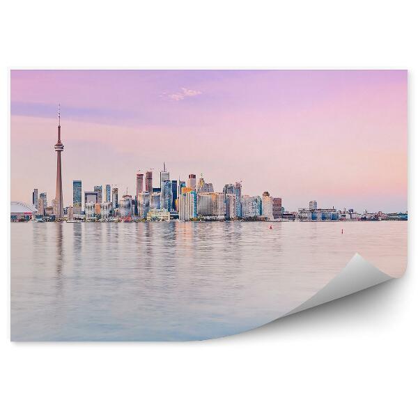 Decor fototapet Panoramă Toronto California Turn Tv Zgârie-Nori Ocean Cer Apus De Soare