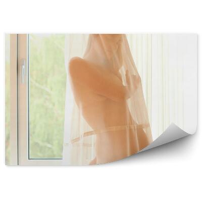 Fototapet perete Femeie goală în spatele perdelei, corp sexy