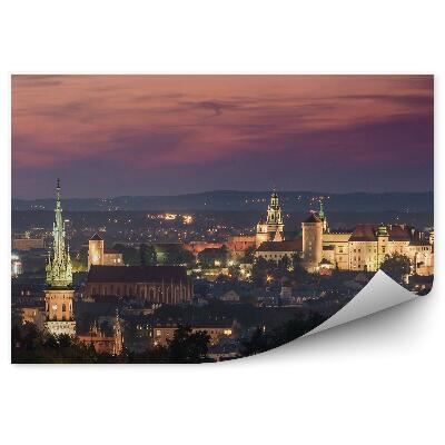 Fototapet vintage Panorama de seară a luminilor orașului vechi din Cracovia