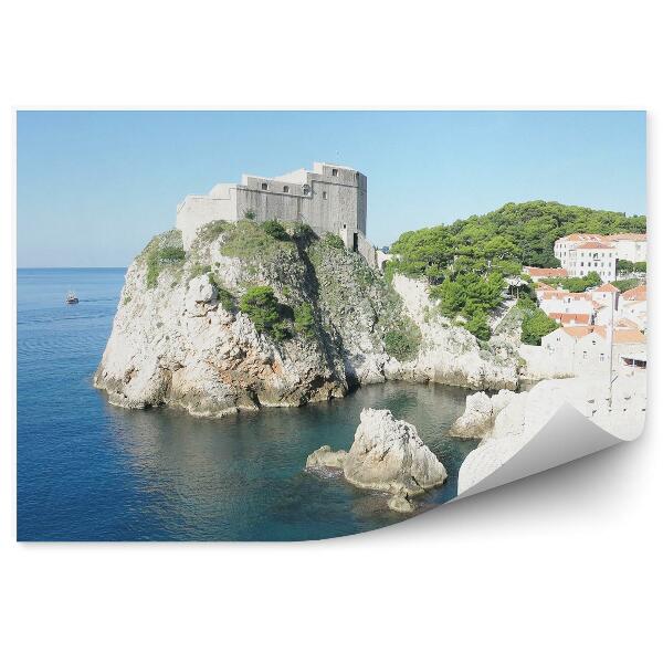 Fototapet pentru perete Fort Lovrjenac Dubrovnik Clădiri Mare Navă Tun Copaci Cer