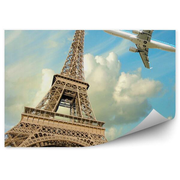 Decor fototapet Avion care zboară deasupra Turnului Eiffel