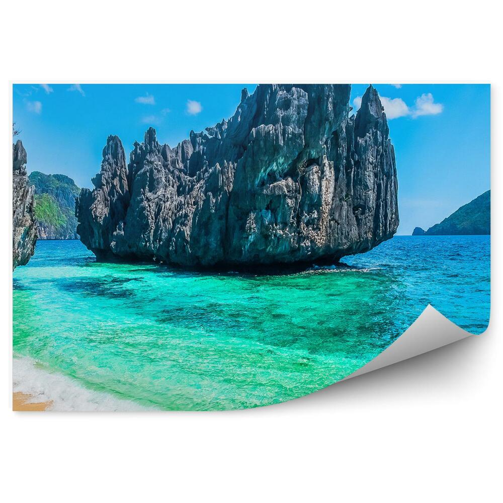 Fototapet perete Roci Plante Plajă Ocean Cer Nori