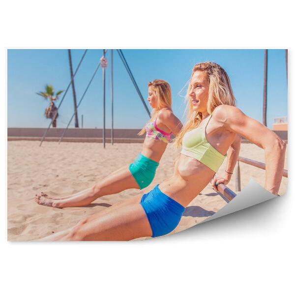 Decor fototapet Stretching sport plaja Los Angeles antrenament