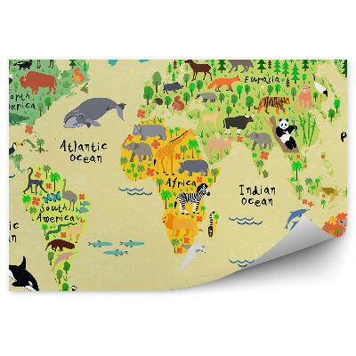 Fototapet pentru perete Harta lumii animale