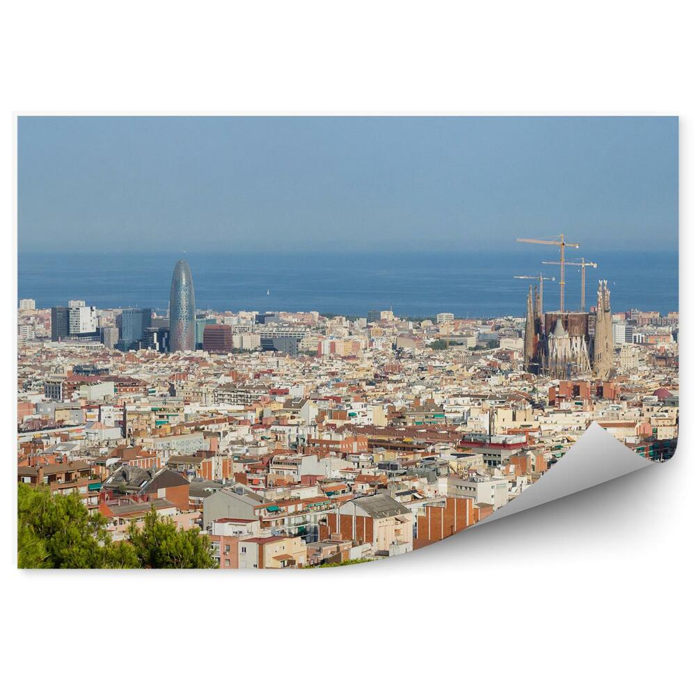 Fototapet vintage Oras Vedere Panoramica Catedrala Cladiri Barcelona Spania