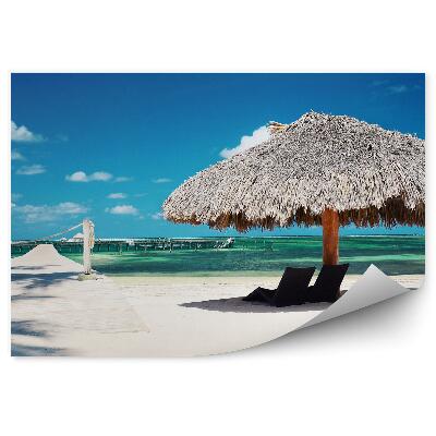 Fototapet vintage Peisaj Paradis Tropical Dig Plajă Ocean Cer Nori