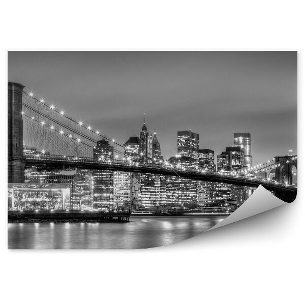 Fototapet vintage New York la amurg Brooklyn Bridge of Lights